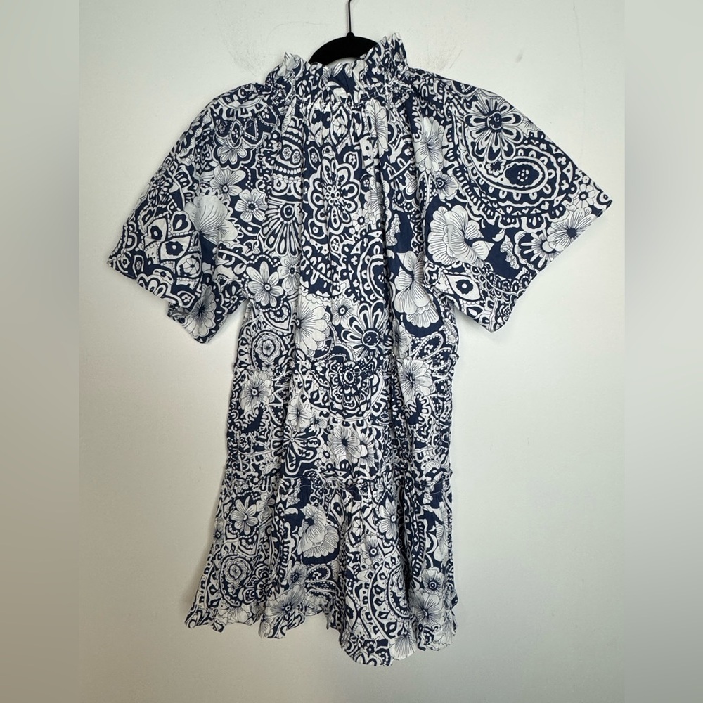 Hyacinth House Navy and White Tiered Thea Mini Dress Small - Picture 3 of 8